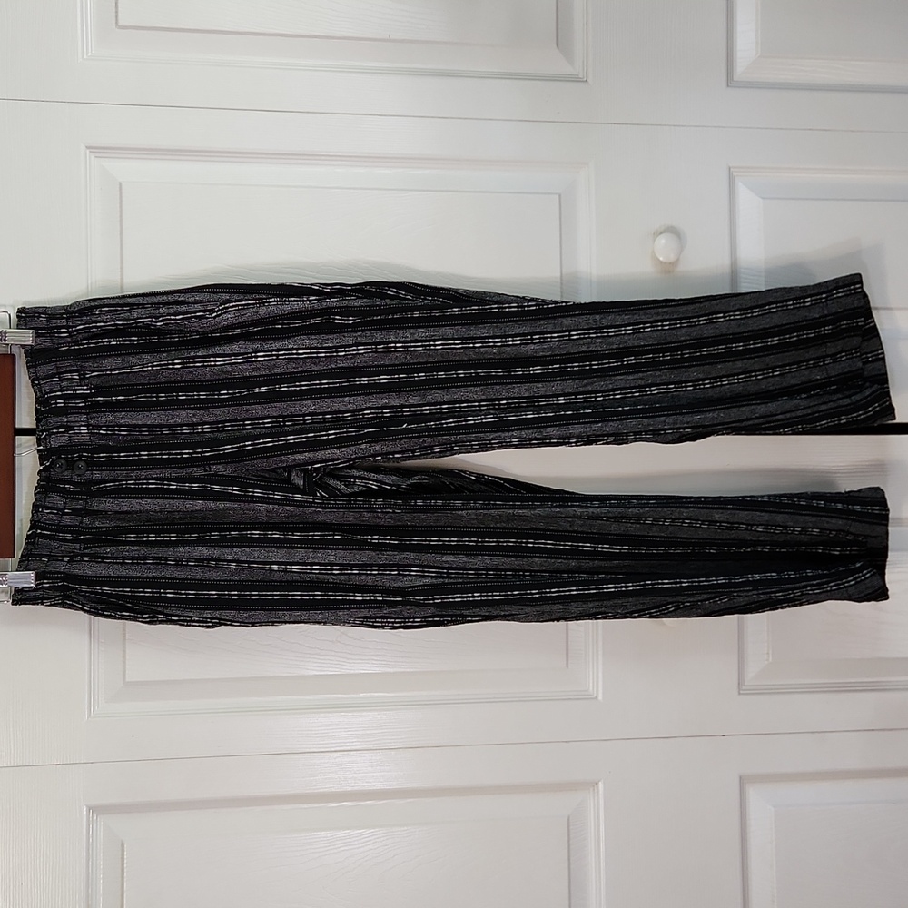 Vintage Briggs New York Gray Striped Pull On Pants Size SM Linen Office Classic